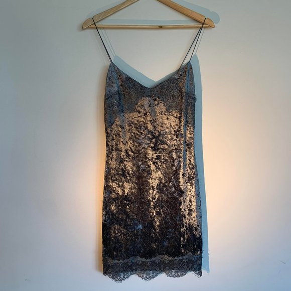 Lace/Velvet Mini Dress - Picture 1 of 5